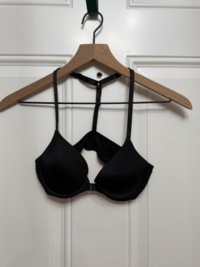 PINK Victoria's Secret Black Front-Close T-Back Bra
